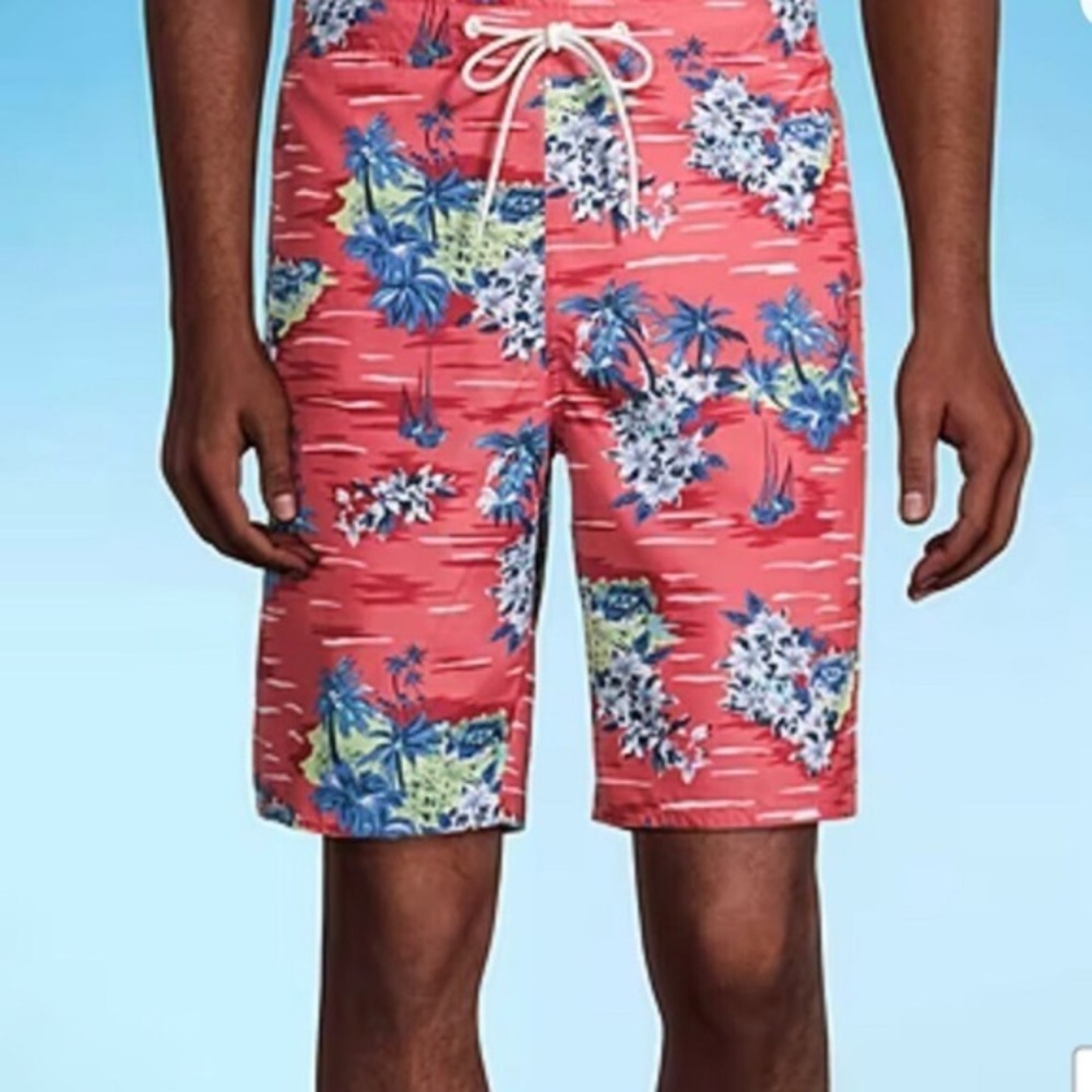 St Johns Bay Men's Hawaiian Drawstring 9" Board Shorts NWT 2XLT #1884